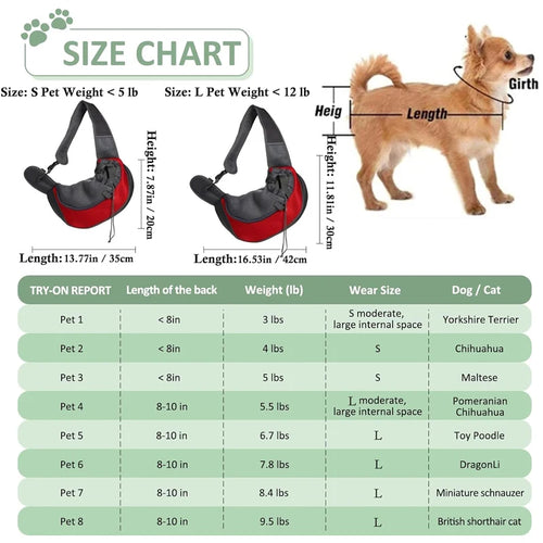 Breathable Mesh Sling Carrier Backpack for Small Cats & Dogs, Travel