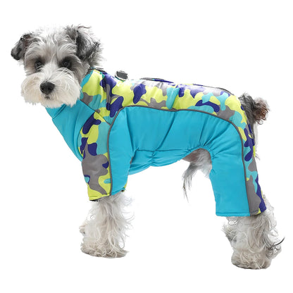 Warm Waterproof Pet Jumpsuit with D-Ring, Reflective Winter Dog & Cat Coat