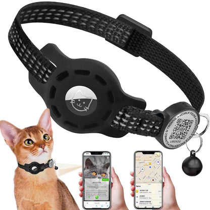 Breakaway Reflective Cat Collar with QR Code Tag and AirTag Holder