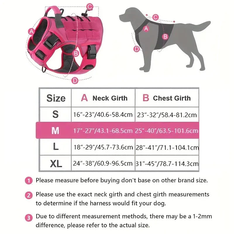 adjustable no-pull tactical dog harness with handle, reflective trim