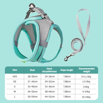Breathable Mesh Pet Harness with Reflective Safety Stitching Set