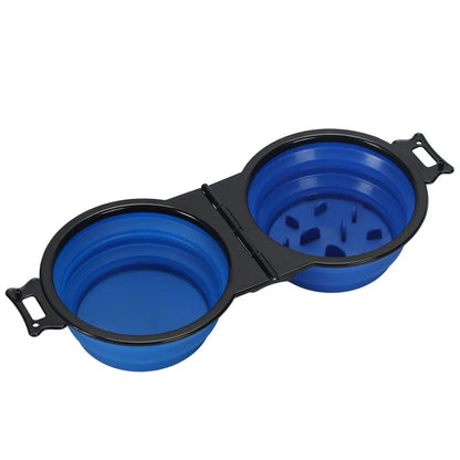 ZHUOJI 2-in-1 Foldable Dual Bowl – Portable Travel Feeding Set