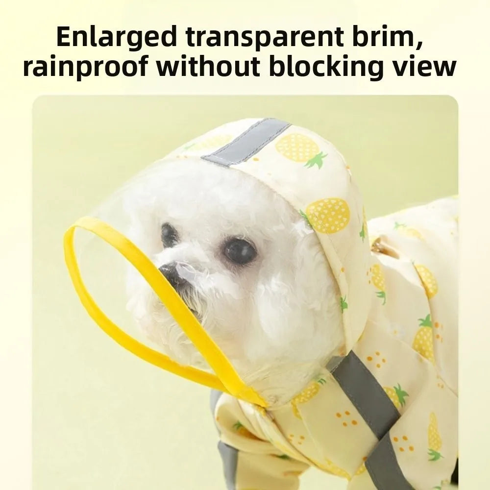 waterproof puppy raincoat four leg hooded reflective with tail cover