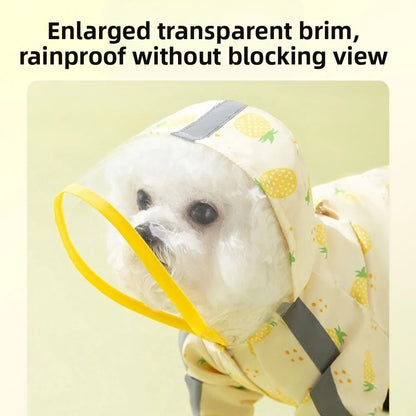 Waterproof Puppy Raincoat Four Leg Hooded Reflective with Tail Cover