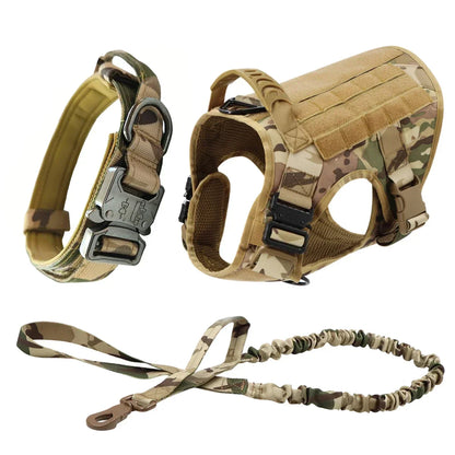 Tactical Dog Harness Set with MOLLE Pouches – Training Vest