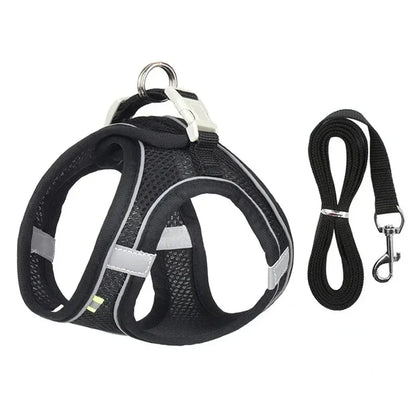 Breathable Mesh Pet Harness with Reflective Safety Stitching Set