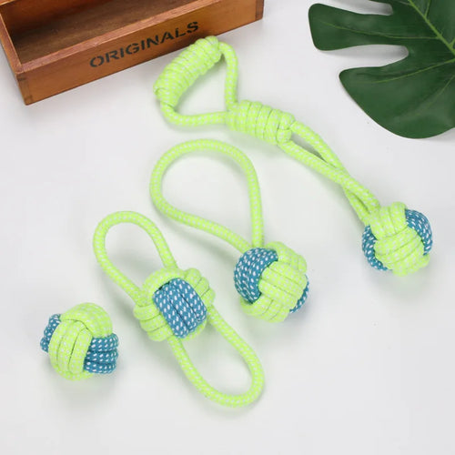 Cotton Rope Chew Ball Toy for Dogs - Interactive Dental Care Time
