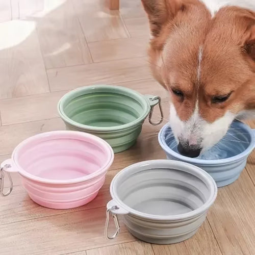 Foldable Silicone Dog & Cat Bowl – Portable Travel Feeding Bowl