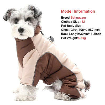 Warm Waterproof Pet Jumpsuit with D-Ring, Reflective Winter Dog & Cat Coat