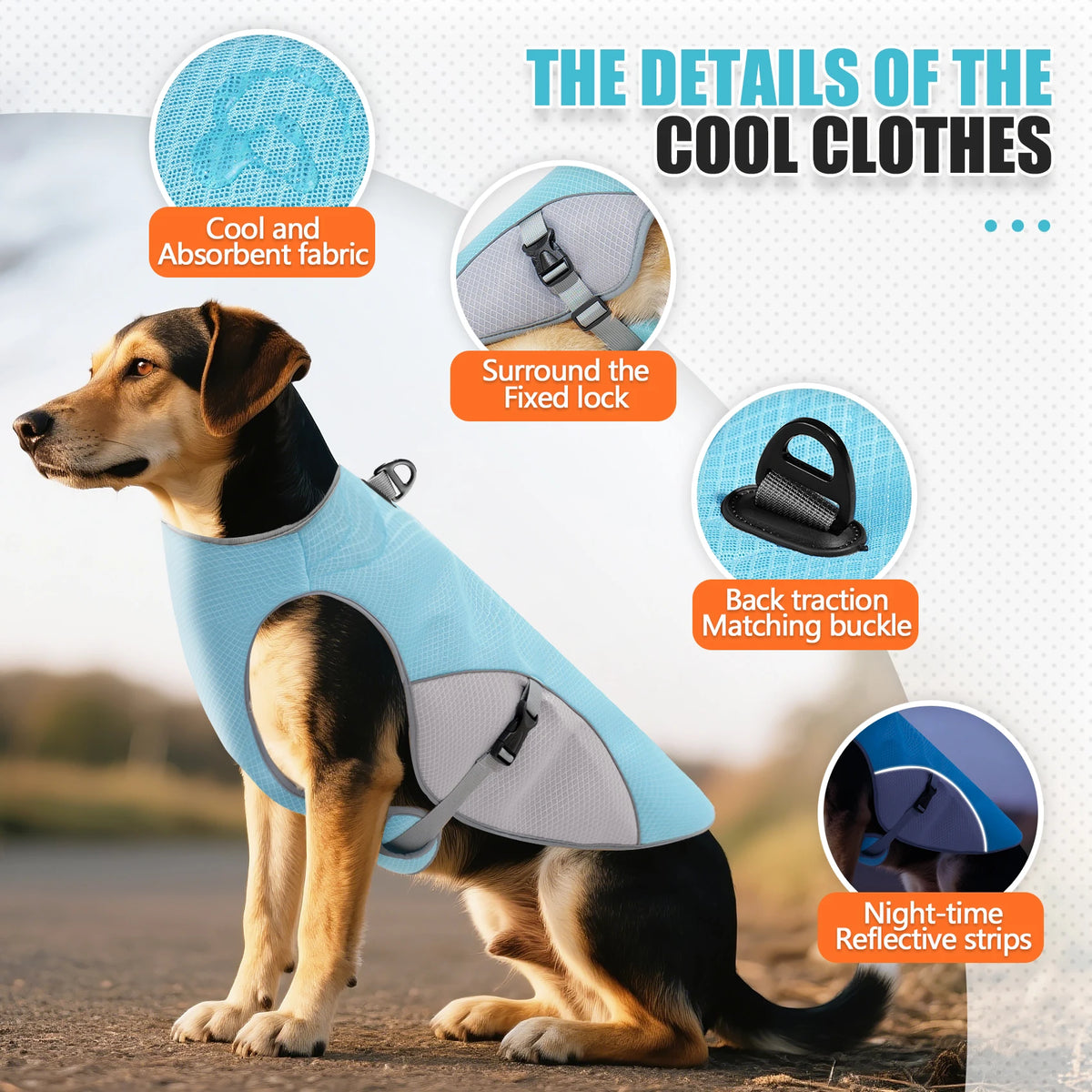 dog cooling vest harness with portable water bottle for summer walks