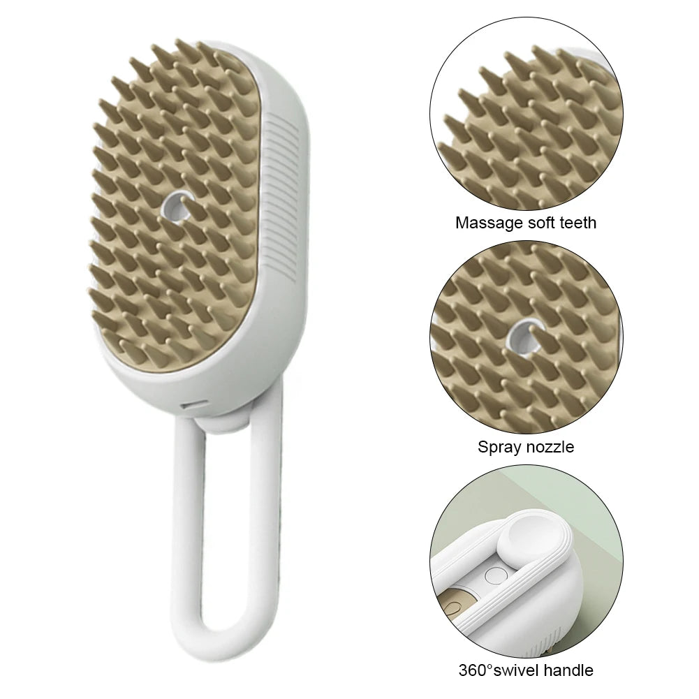 usb rechargeable pet brush with electric water spray – comb