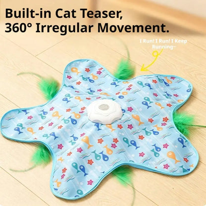 Hide & Seek Automatic Cat Play Mat 360° Feather Hunting Toy