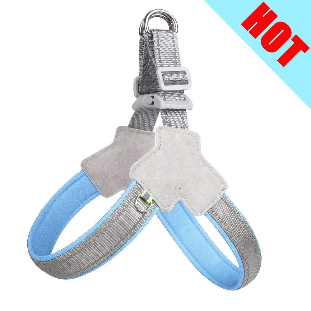 adjustable reflective dog harness for hiking, walking, and travel