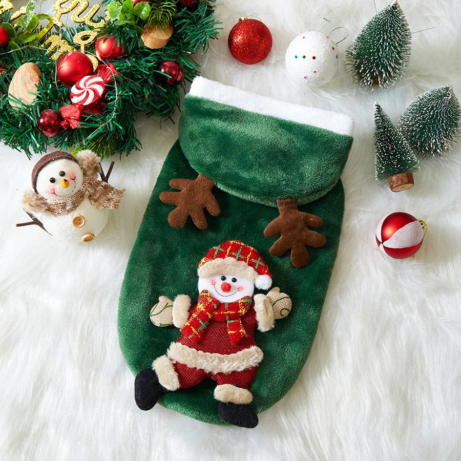 flannel christmas puppy and cat hoodie for small and medium pets