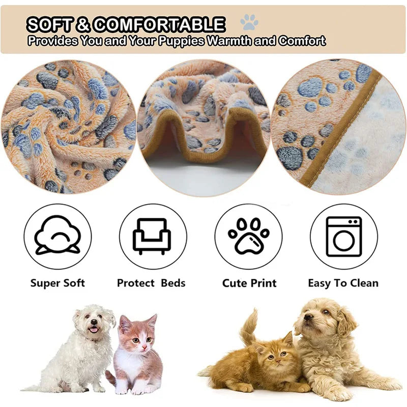 soft fluffy pet blanket with cute paw or elephant pattern for dogs and cats
