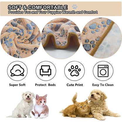 Soft Fluffy Pet Blanket with Cute Paw or Elephant Pattern for Dogs and Cats