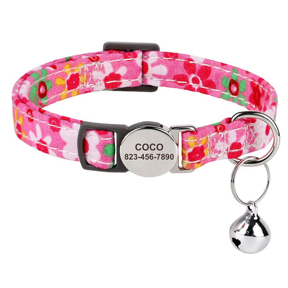 Personalized Cat Collar with Bell - Free Engraved, Breakaway Safe