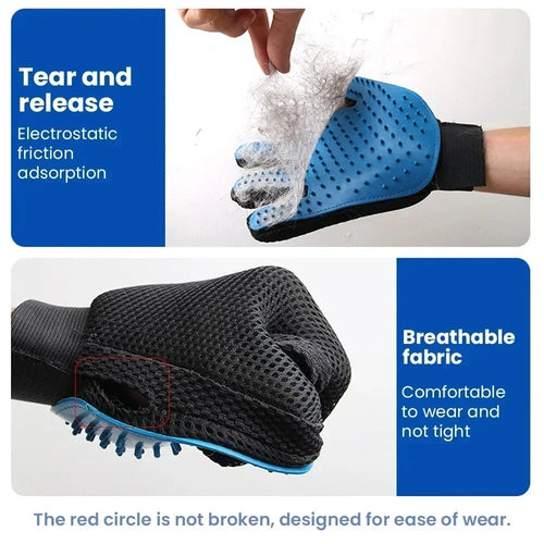 EelJoy 2-in-1 Pet Grooming Glove – Deshedding Massage Brush