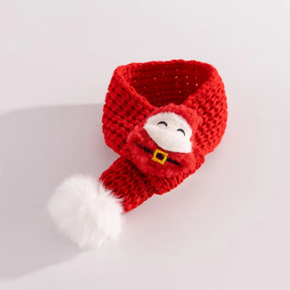 soft red christmas cat hat and scarf with adjustable chin strap