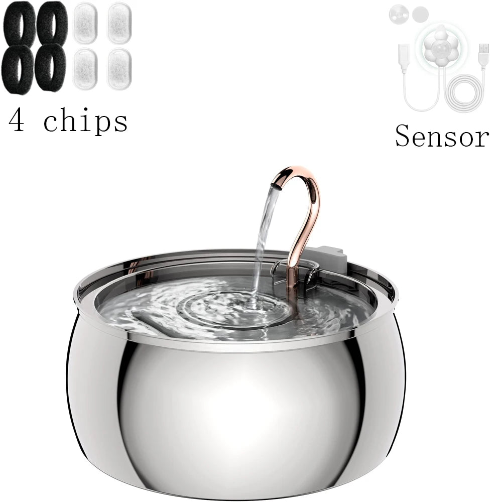 4l stainless steel automatic pet water fountain quiet filter for cats
