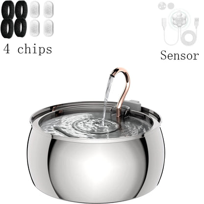 4L Stainless Steel Automatic Pet Water Fountain Quiet Filter for Cats