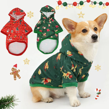 Festive Christmas Dog Hoodie for Autumn and Winter Holiday Pet Clothes