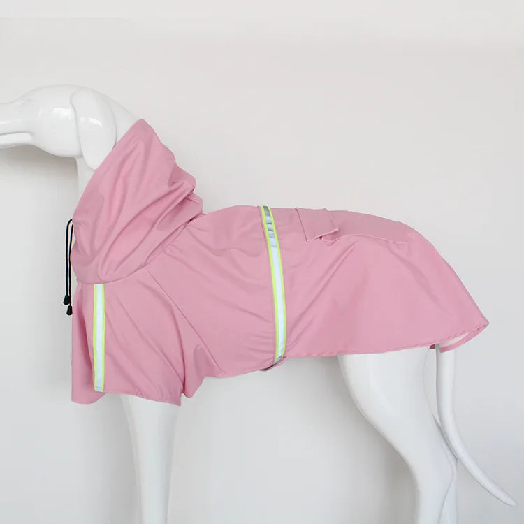 large dog waterproof hooded raincoat reflective windproof cloak style