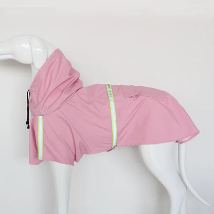 Large Dog Waterproof Hooded Raincoat Reflective Windproof Cloak Style