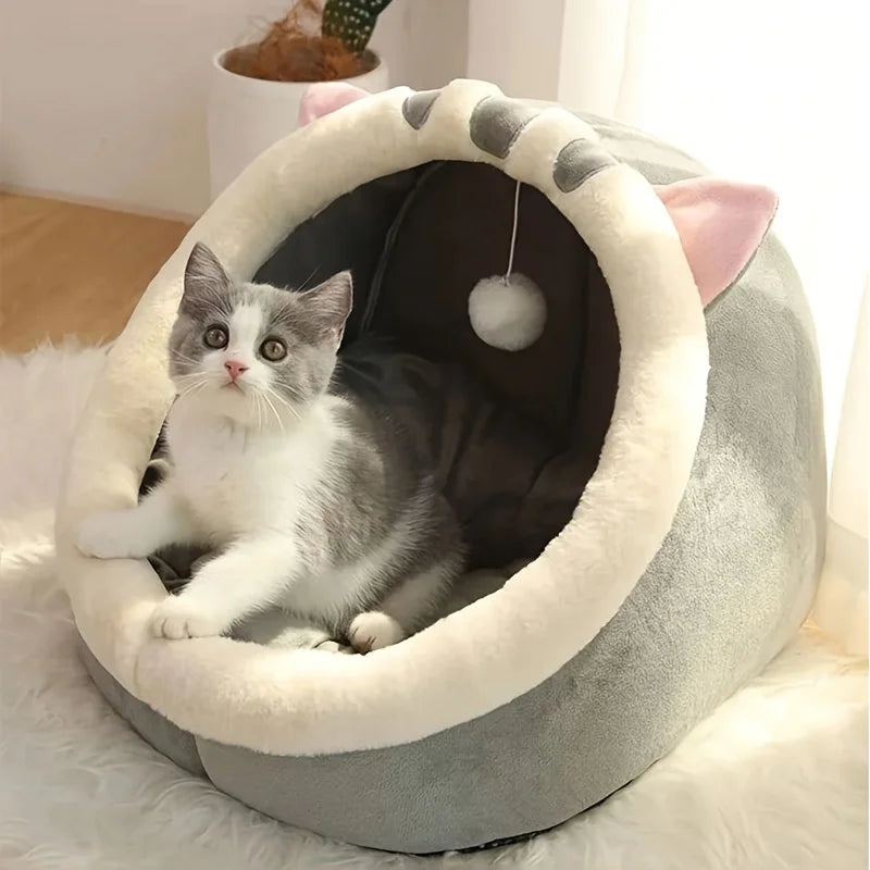 cozy cave cat bed – warm plush tent for deep, comfortable sleep