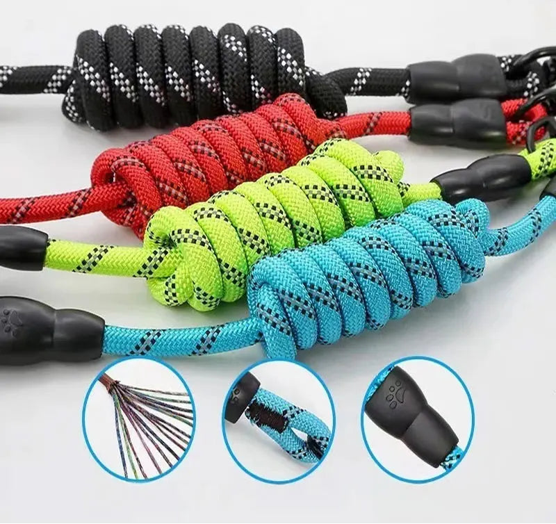reflective nylon dog leash – padded no-slip handle, adjustable fit