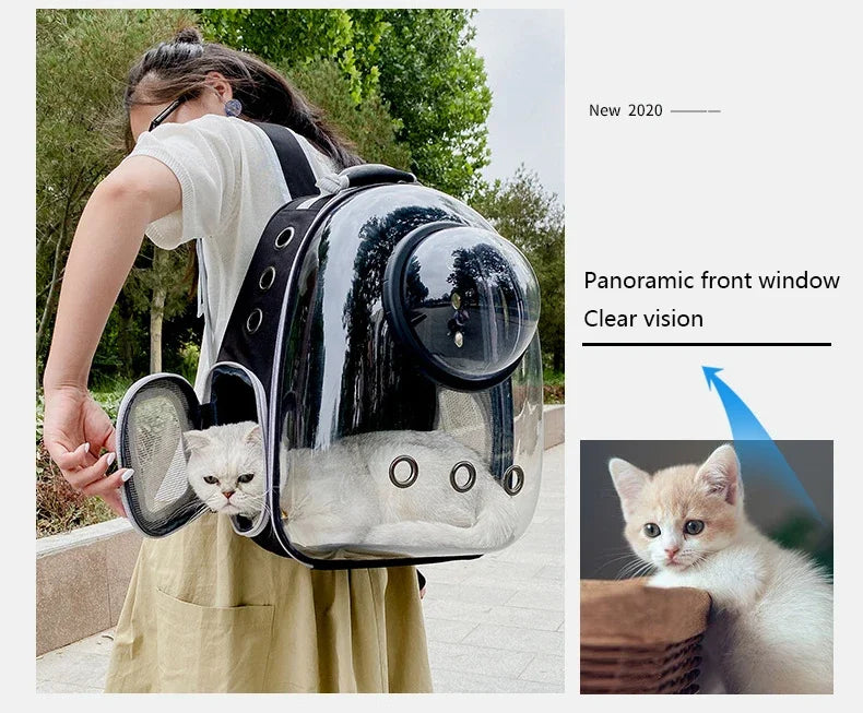 transparent bubble pet carrier backpack for cats & small dogs