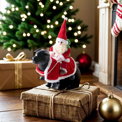 Funny Santa Claus Riding Dog Christmas Costume for Dogs & Cats, Red