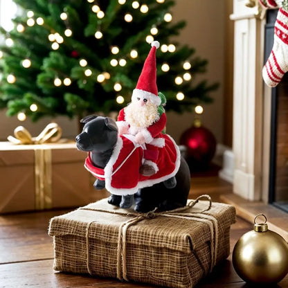 Funny Santa Claus Riding Dog Christmas Costume for Dogs & Cats, Red