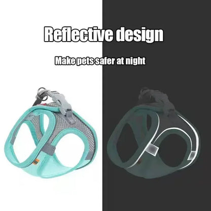 Breathable Mesh Pet Harness with Reflective Safety Stitching Set