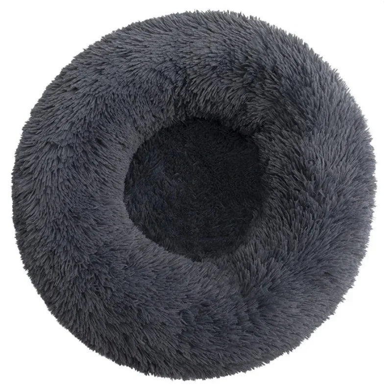 soft plush round pet bed for dogs & cats, 6 sizes, machine washable
