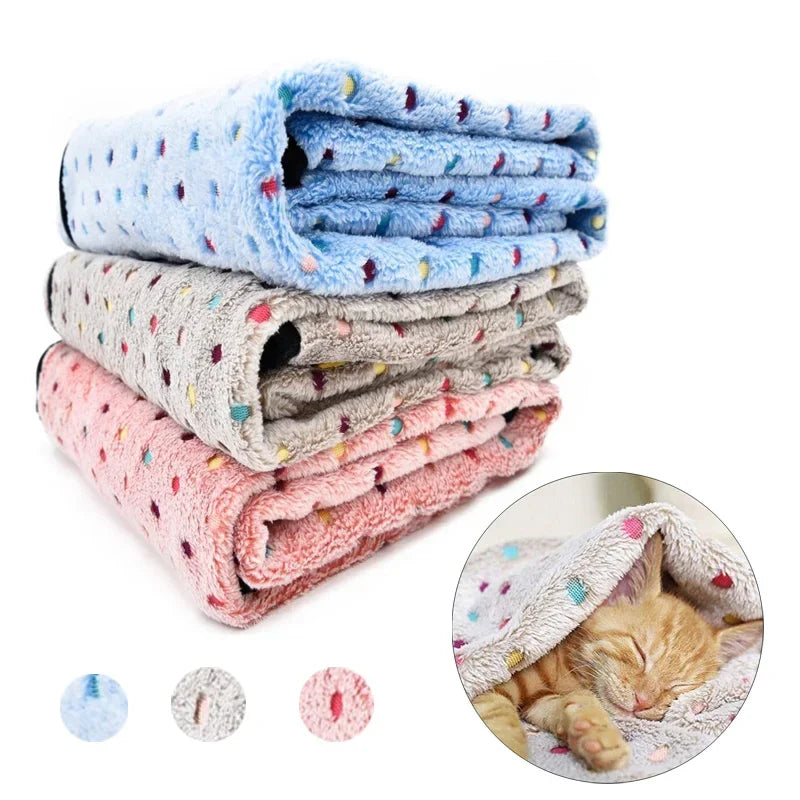 soft fluffy dot pattern pet blanket for cats and dogs warm coral fleece