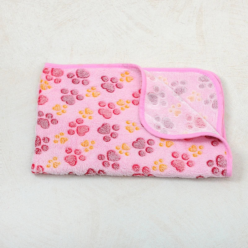 soft fluffy paw print pet blanket for puppies and cats warm flannel mat