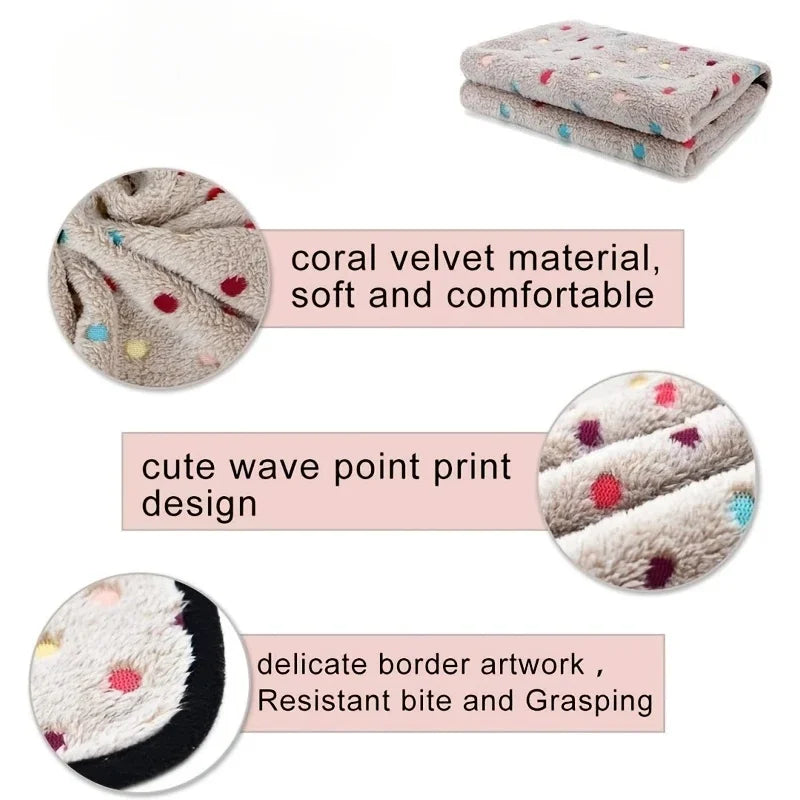 soft fluffy dot pattern pet blanket for cats and dogs warm coral fleece