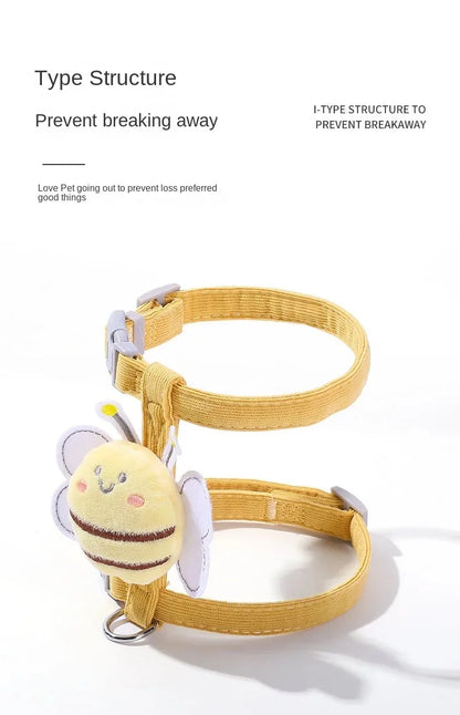 Cute Bee Cat Harness & Leash Set – Adjustable Walking Vest