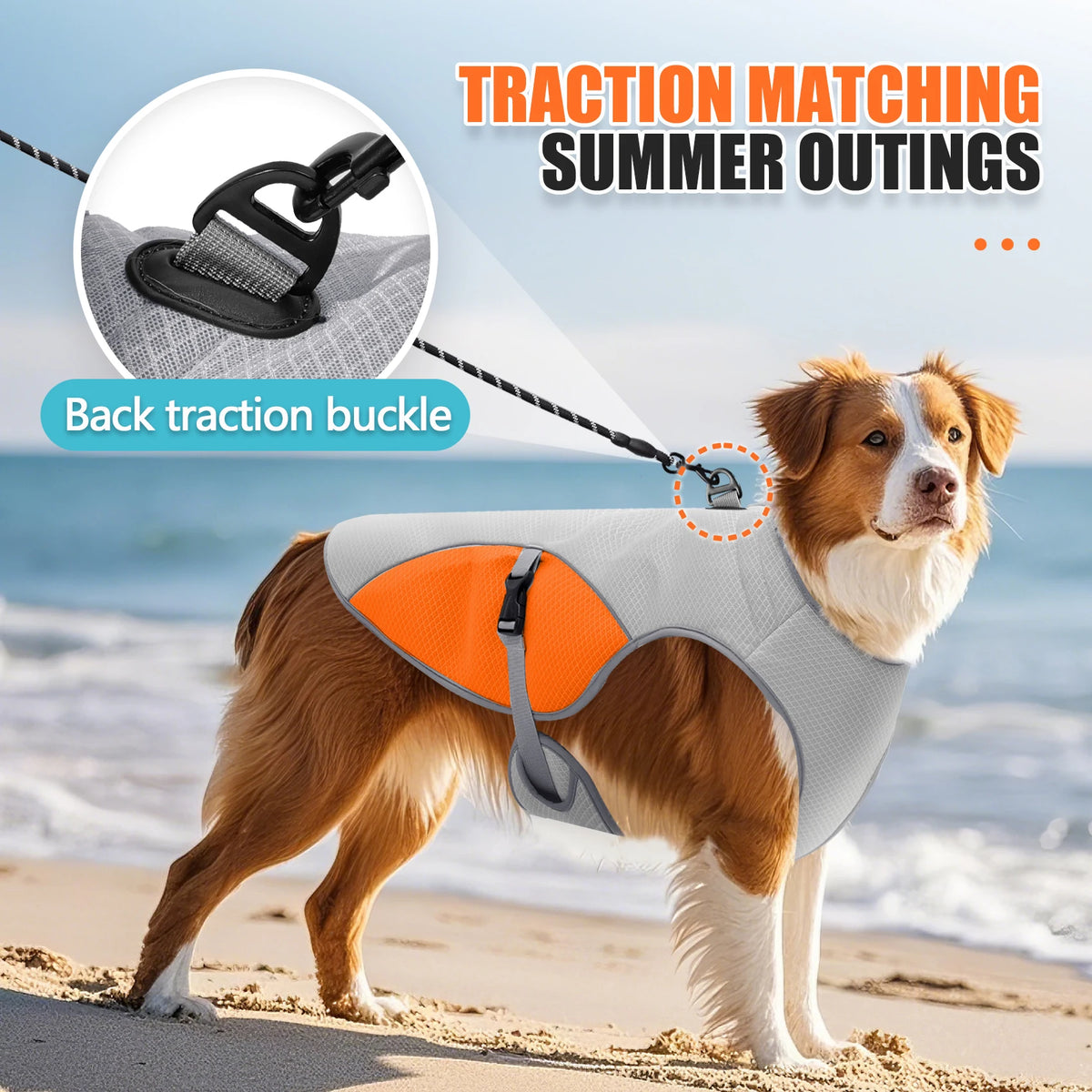 dog cooling vest harness with portable water bottle for summer walks