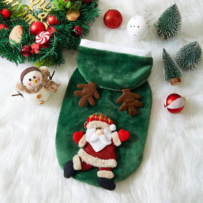 Flannel Christmas Puppy and Cat Hoodie for Small and Medium Pets