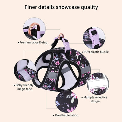 Soft Puppy Harness, Leash & Collar Set – Adjustable Pet Vest Set