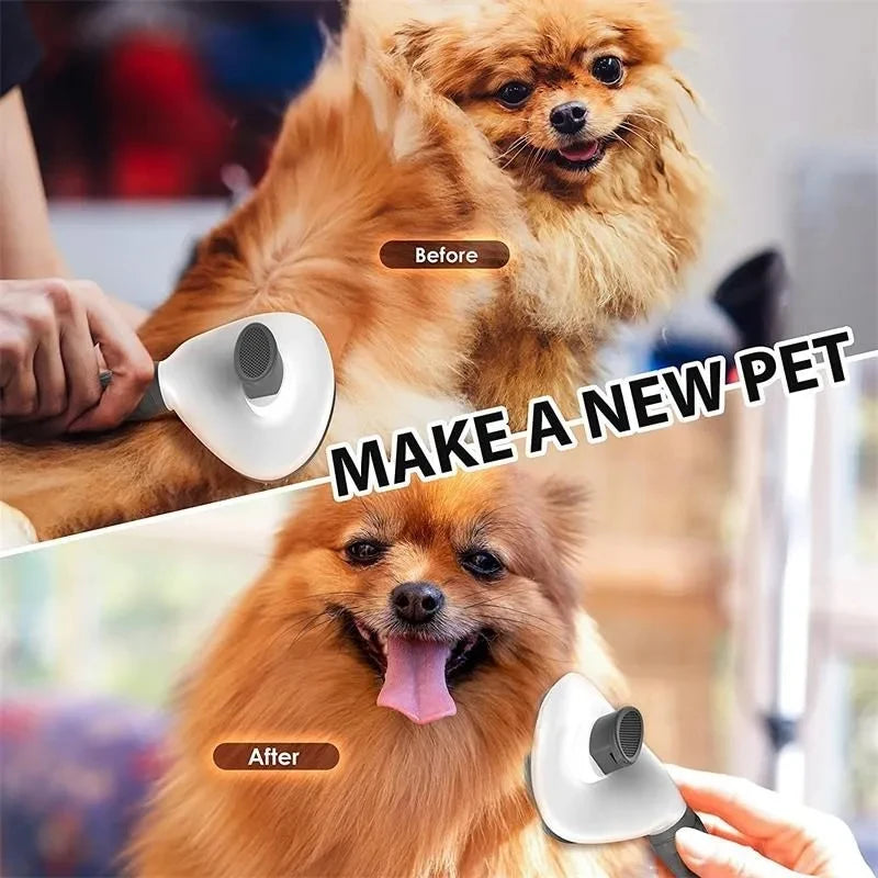 self-cleaning pet hair brush – dematting comb for dogs & cats