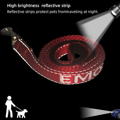 Red Reflective Padded Dog Leash for Outdoor Walking and Running Sport