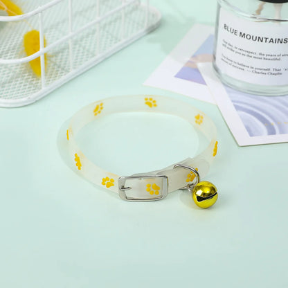 Glow-in-the-Dark Cat & Puppy Collar with Bell - Silicone Anti-Loss Collar