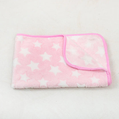 Soft Fluffy Paw Print Pet Blanket for Puppies and Cats Warm Flannel Mat