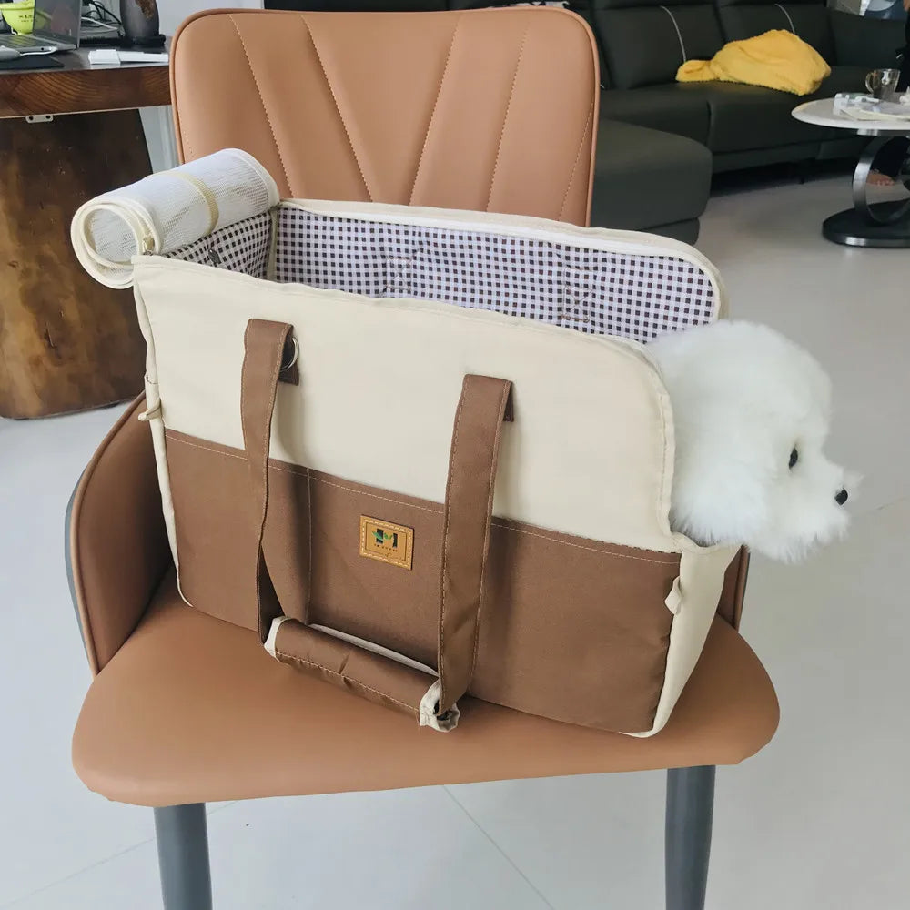 breathable pet carrier shoulder bag for cats & puppies, car seat