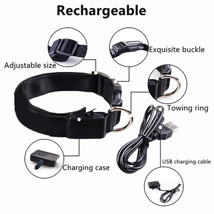 3 Modes Rechargeable LED Dog Collar - Adjustable Night Safety Glow Collar