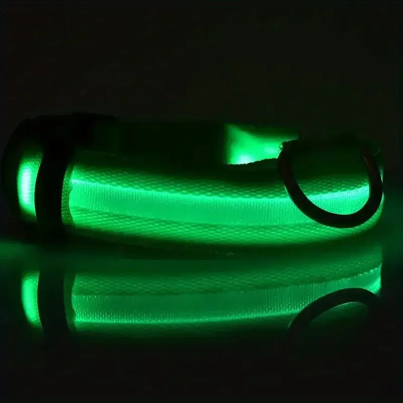 led glow dog collar - battery-powered night walking safety collar