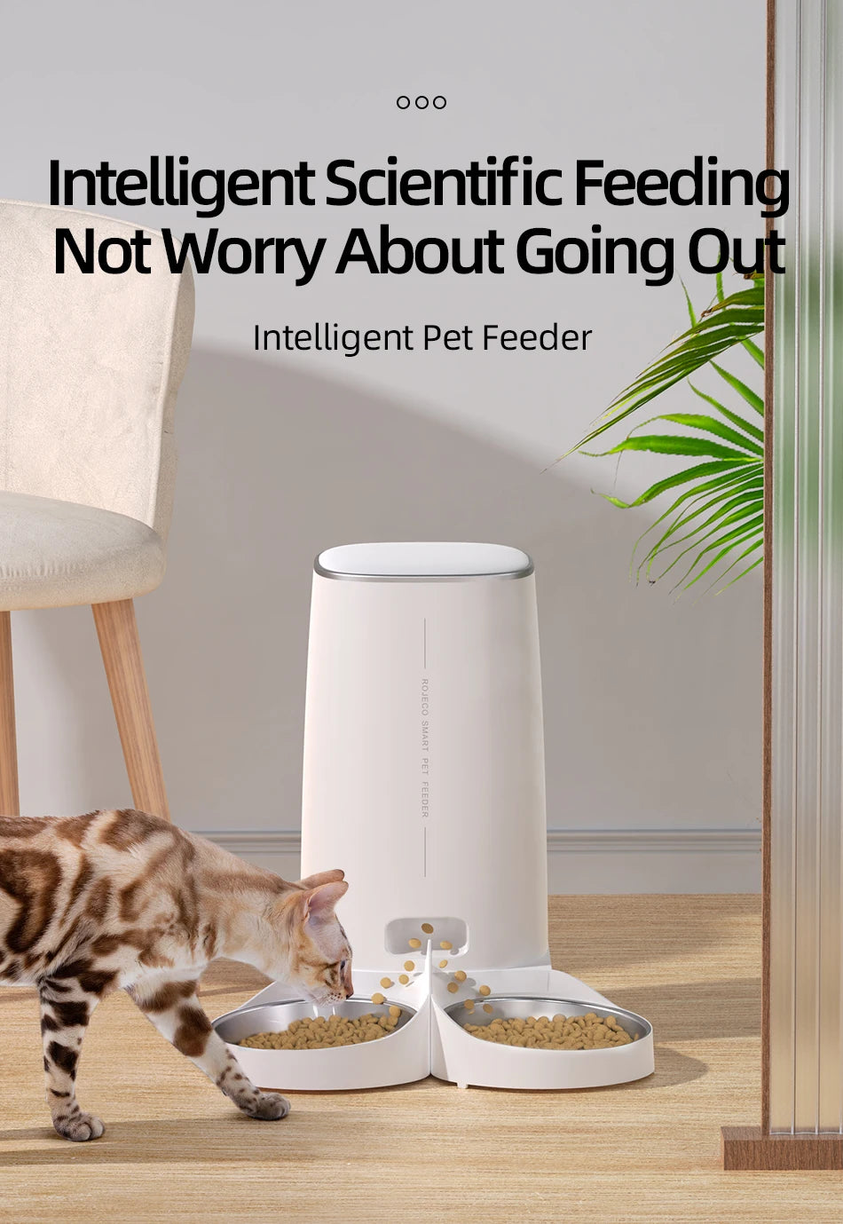rojeco smart wifi automatic cat feeder – 4l auto pet dispenser